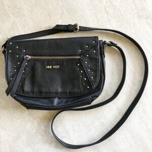 Nine West Faux Leather Stud Crossbody Bag Black